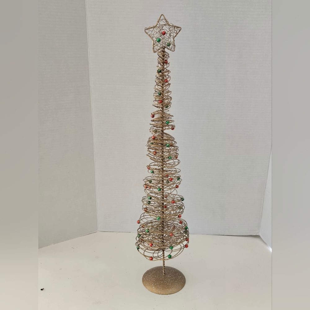 Elegant Wire Christmas Tree with Multicolor Beads